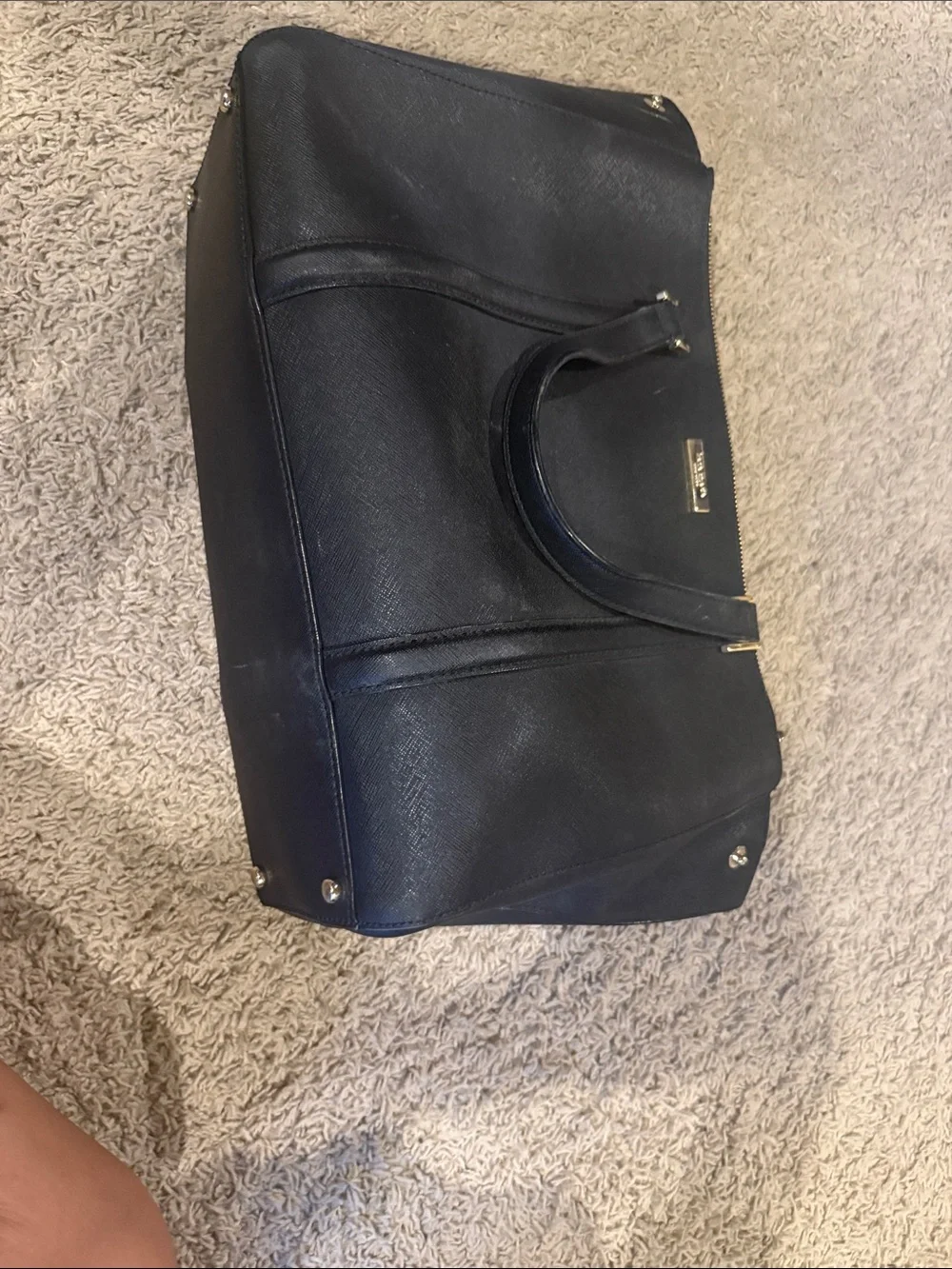 kate spade black saffiano leather tote with gold hardware